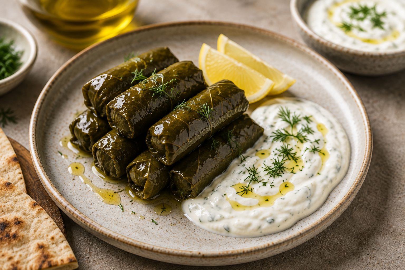 Greek Dolmades with Lemon Yogurt