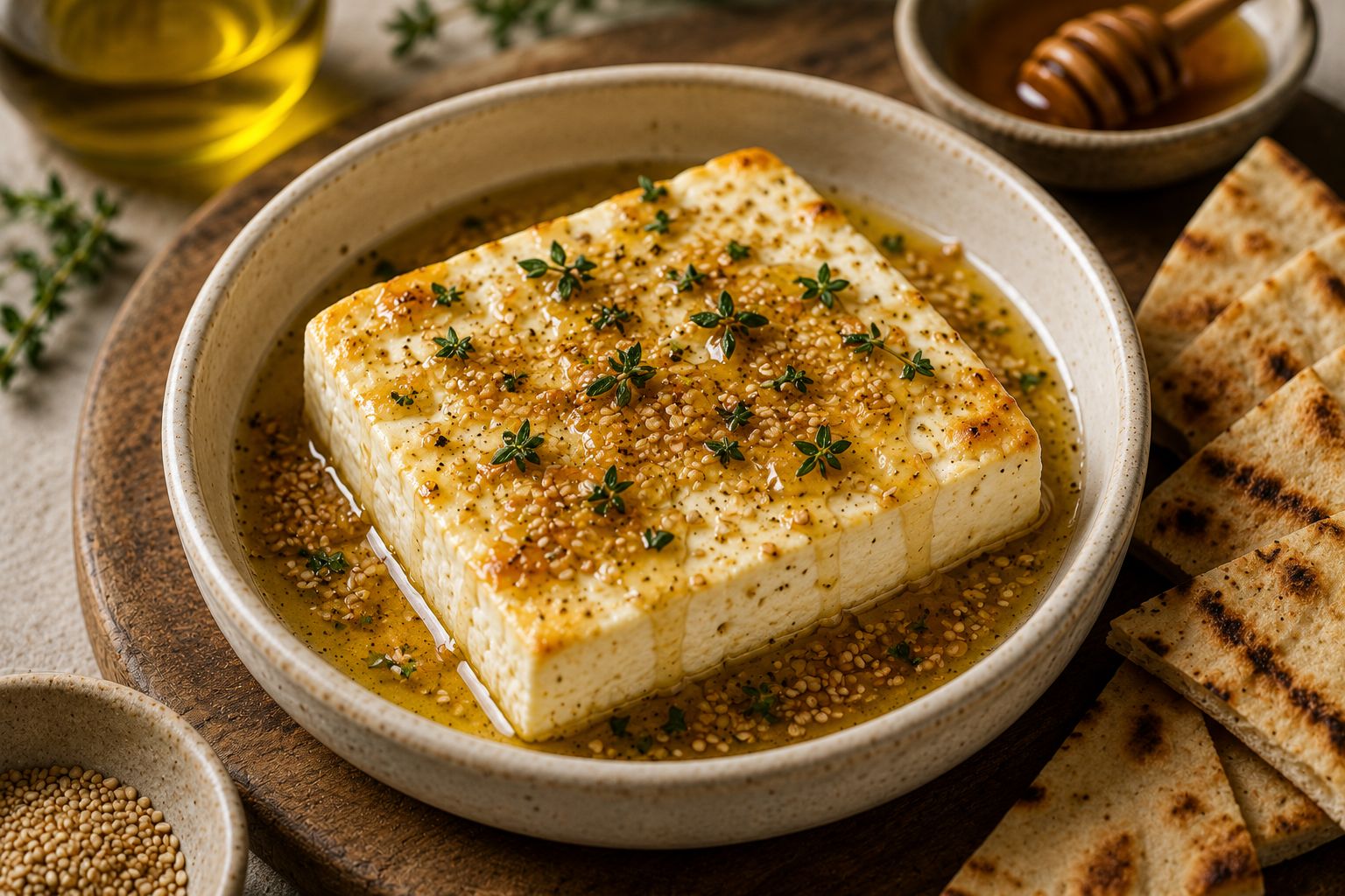 Baked Feta PDO with Honey & Sesame